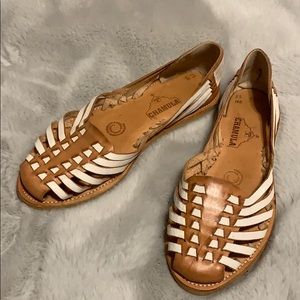 White Brown Chamula Huarache Sandal 38